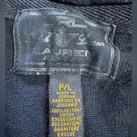 Lauren Ralph Lauren Black Label Hooded Button Up Jacket Black Hoodie Size PL - Picture 3 of 6